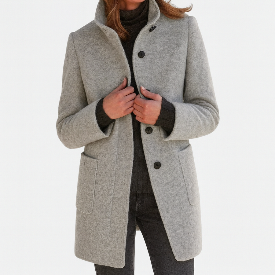 Adele™ High Collar Wool Blend Jacket 0
