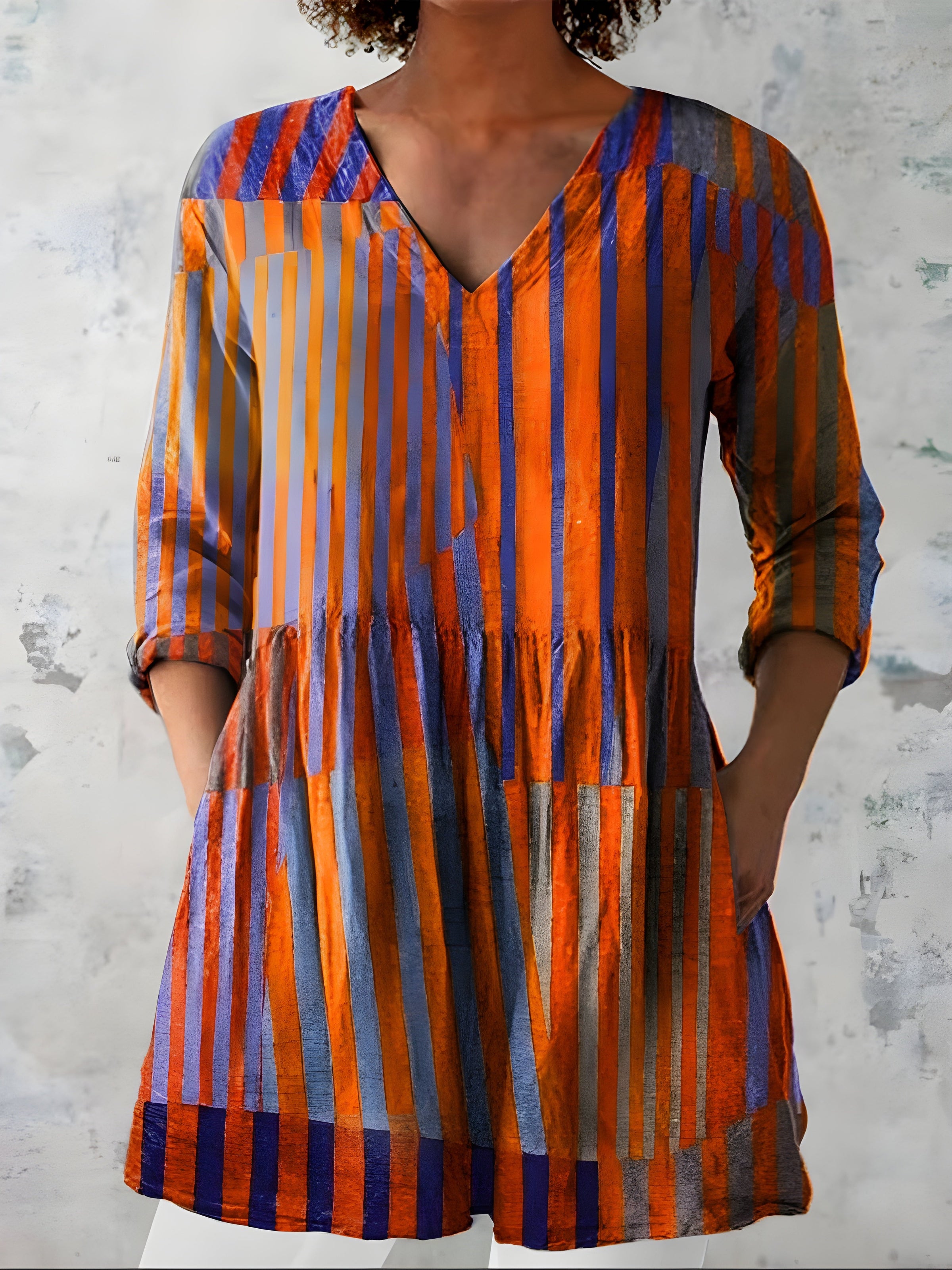 Amaia | Long Blouse with V-Neck 0