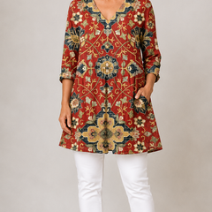 Amoura | Long Blouse with V-Neck 1