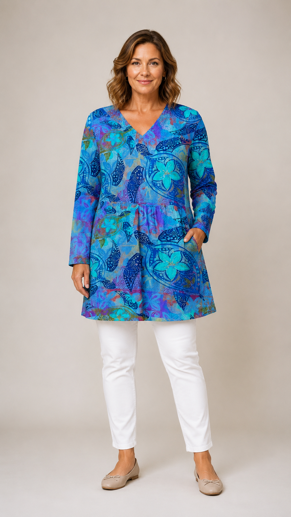 April | Long Blouse with V-Neck 1