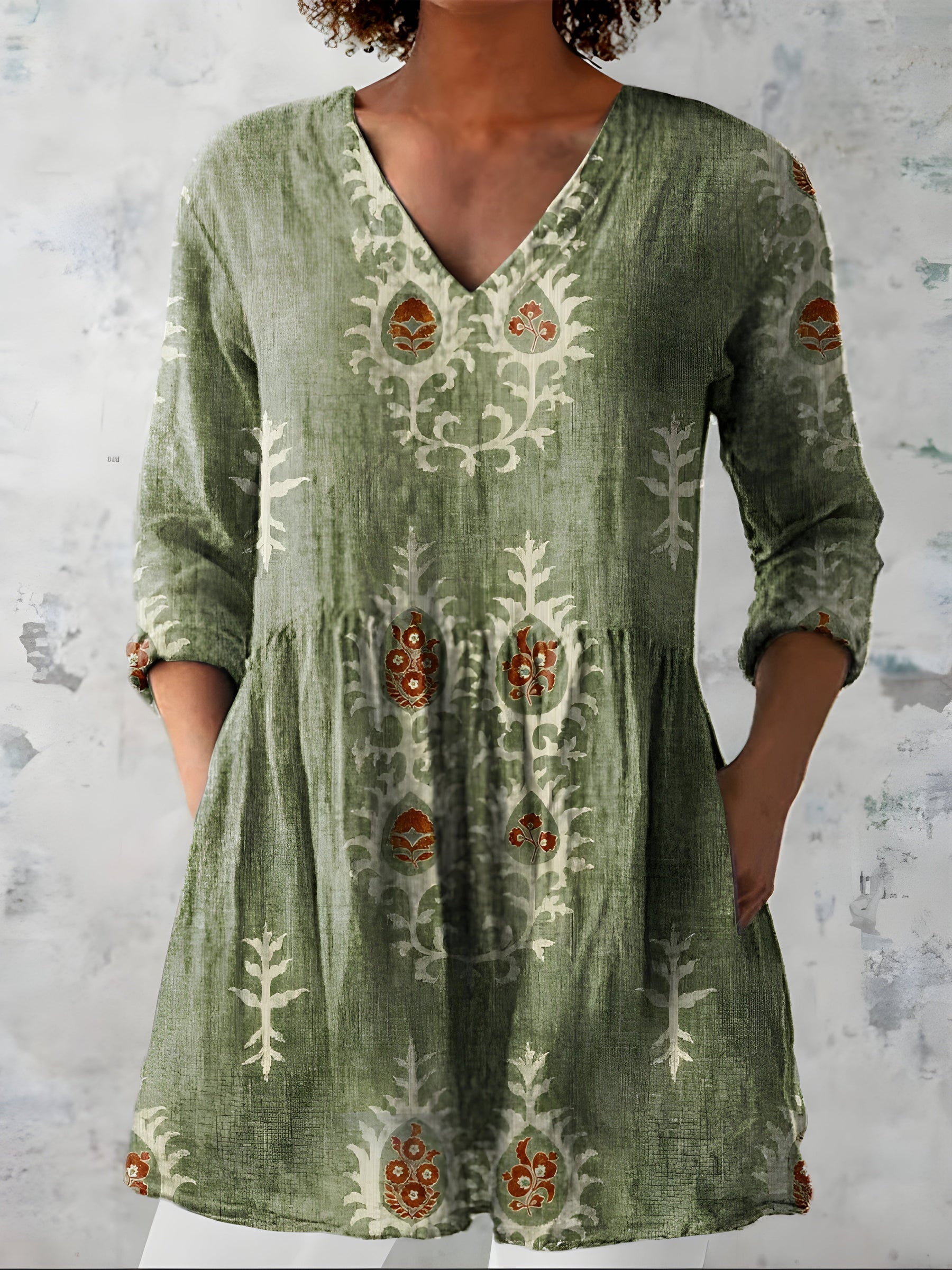 Everly | Long Blouse with V-Neck 0