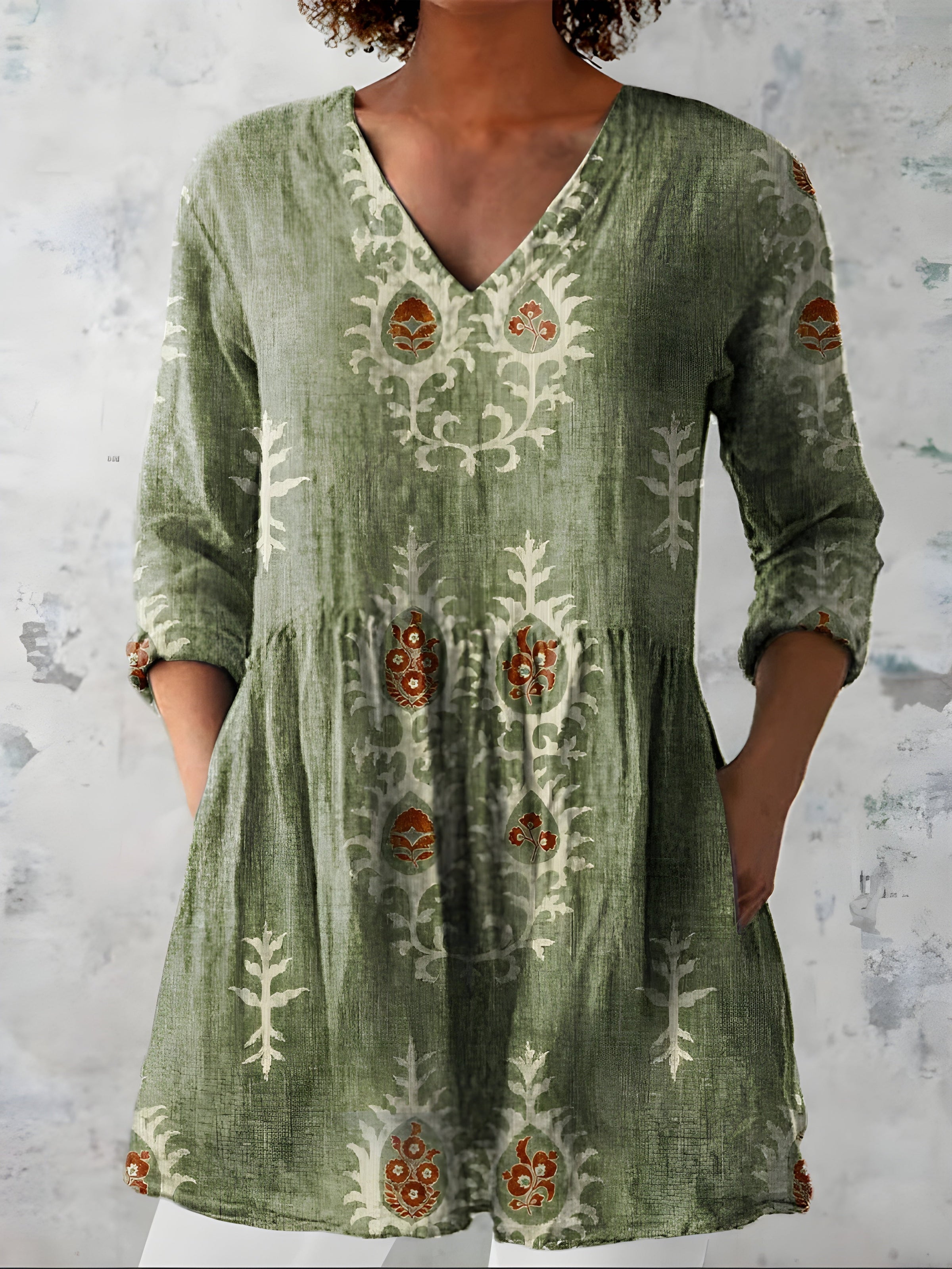 Everly | Long Blouse with V-Neck 0