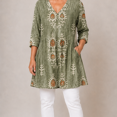 Everly | Long Blouse with V-Neck 1