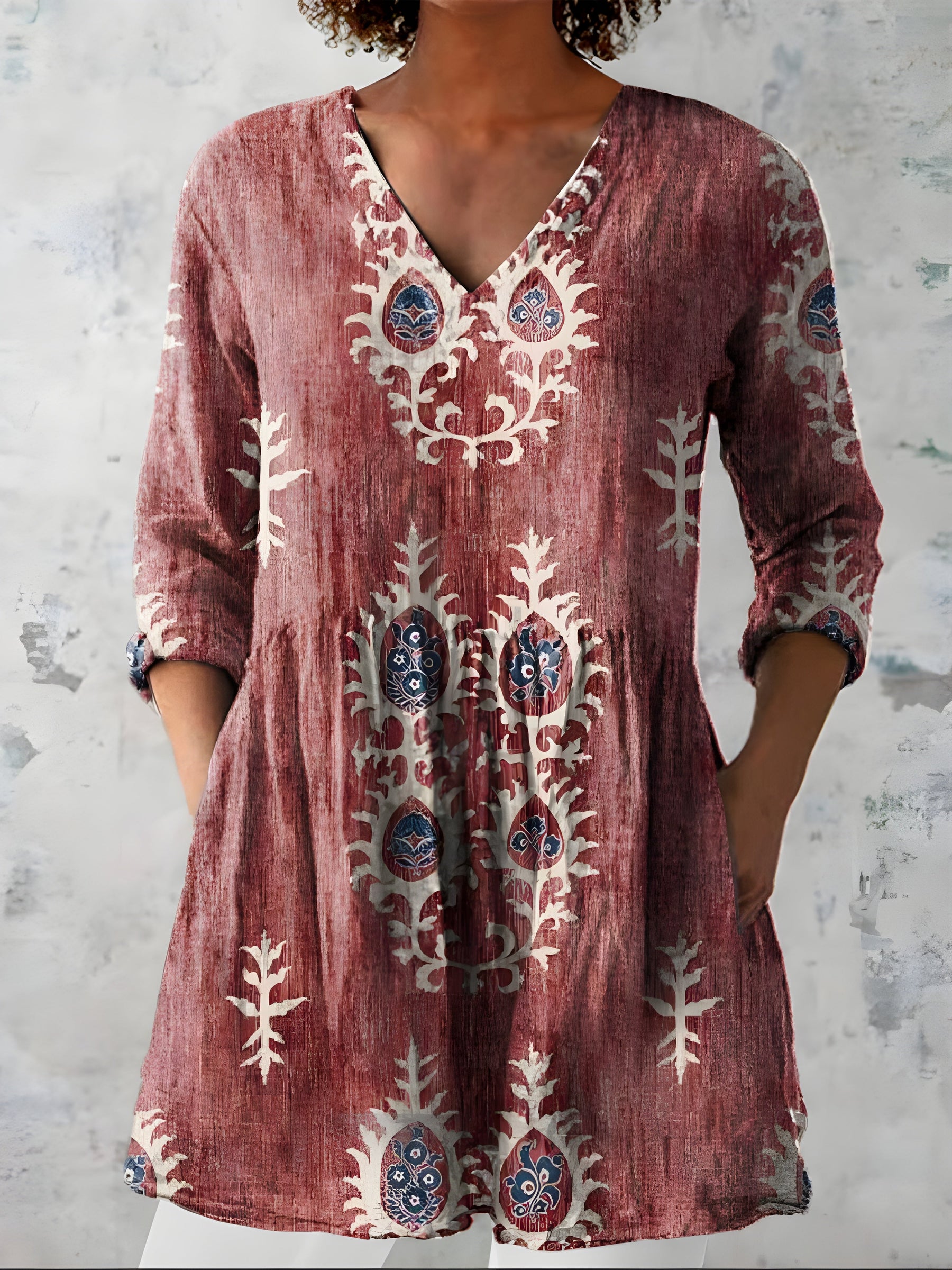 Everly | Long Blouse with V-Neck 3