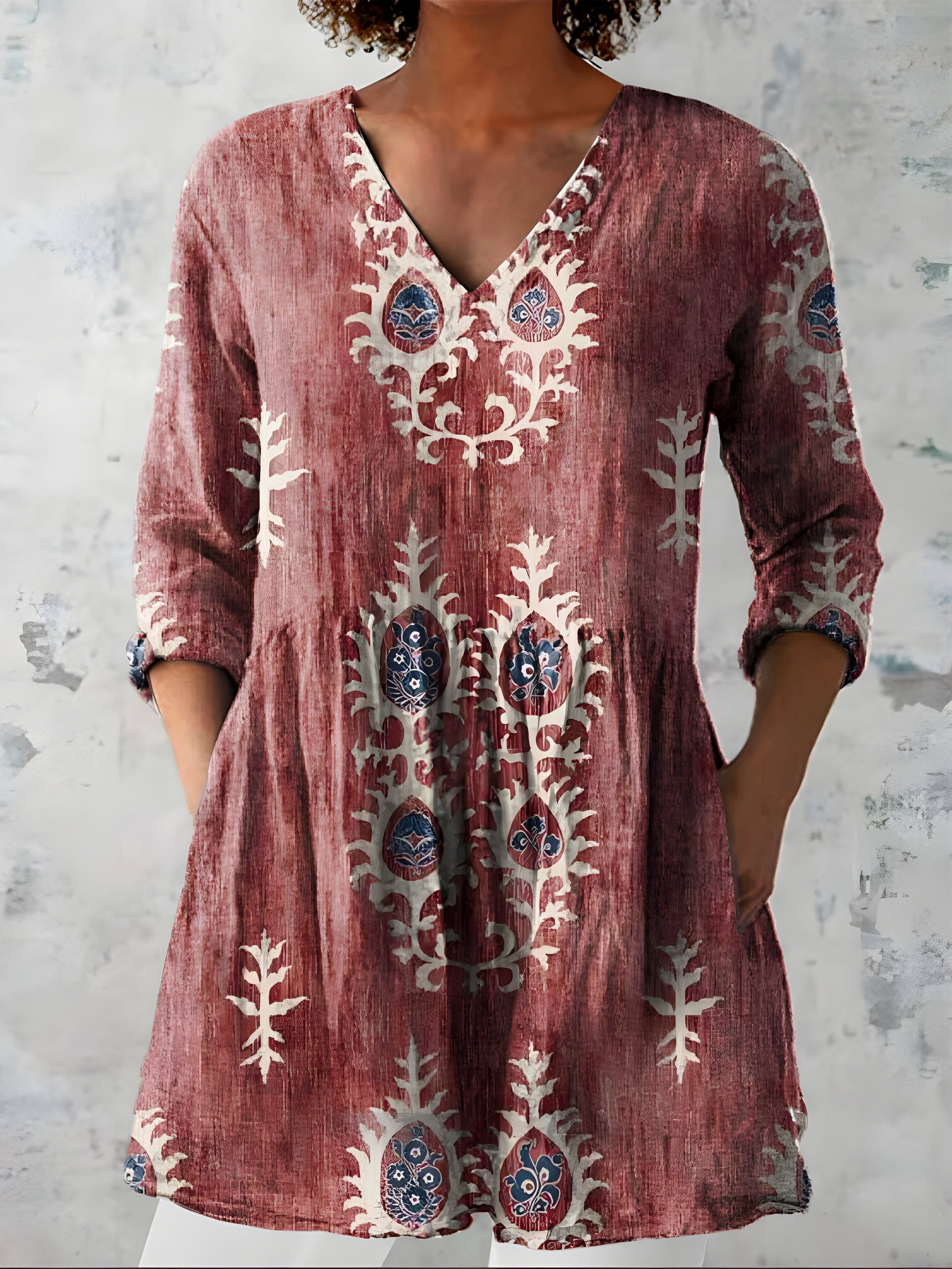 Everly | Long Blouse with V-Neck 3