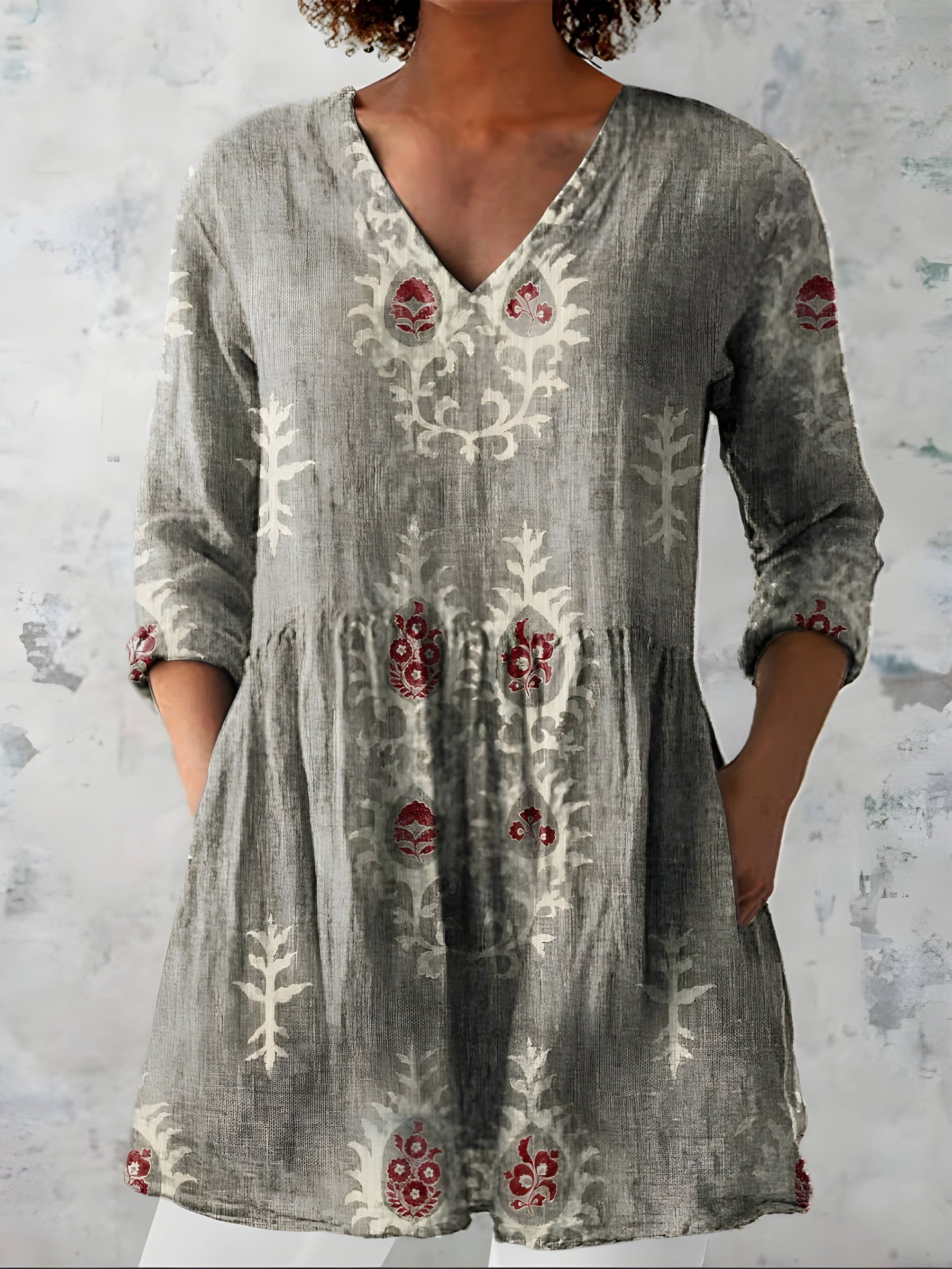 Everly | Long Blouse with V-Neck 6