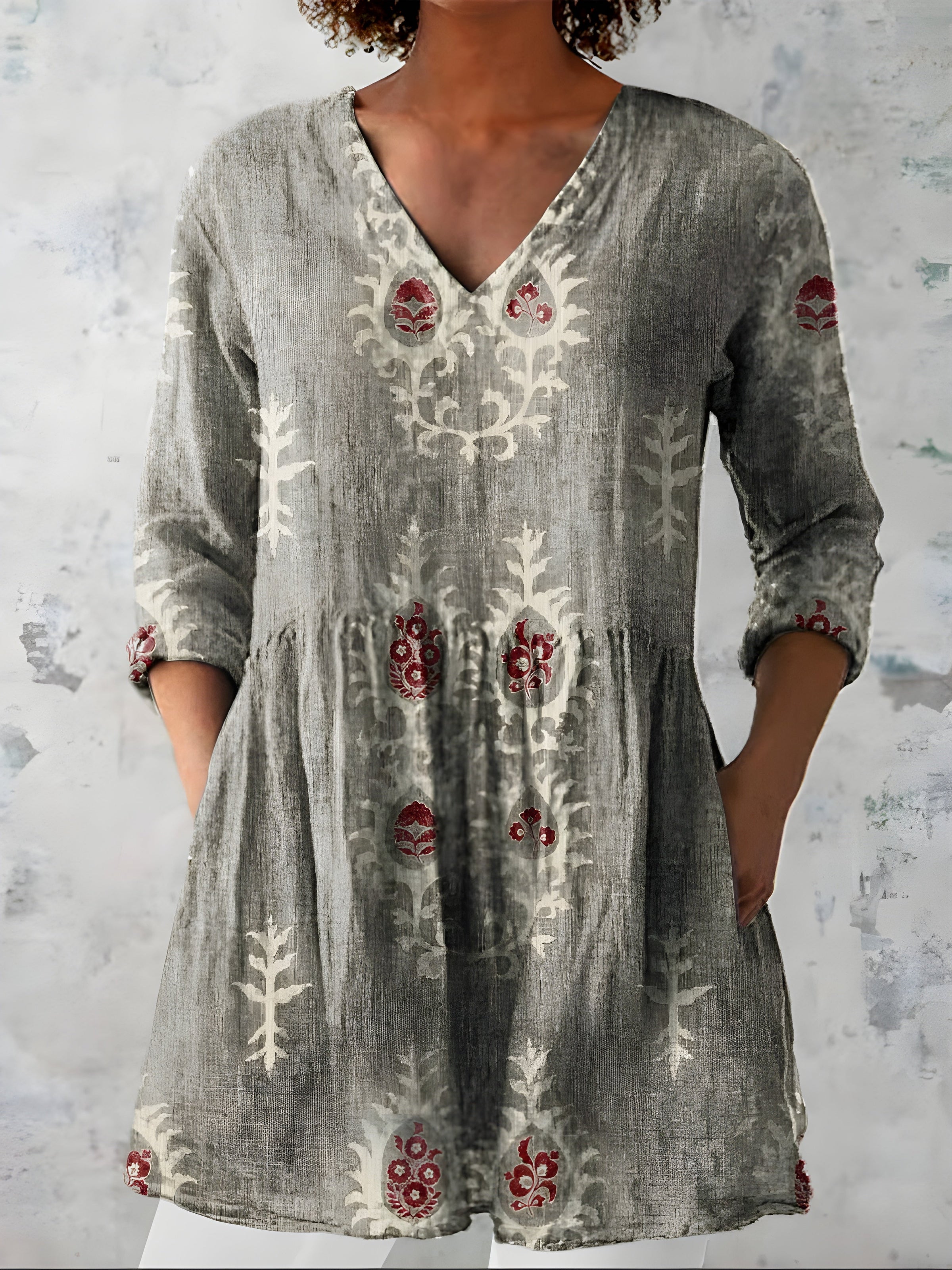 Everly | Long Blouse with V-Neck 6