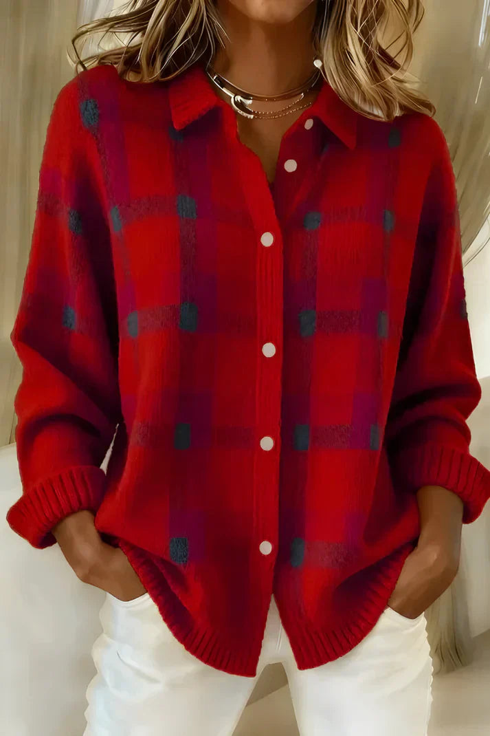 Haley™ | Cozy Plaid Knit Cardigan 2