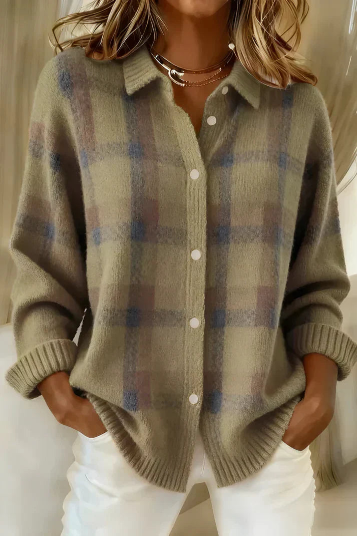 Haley™ | Cozy Plaid Knit Cardigan 4