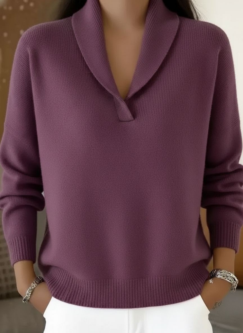 Isabelle™ | Elegant Shawl Collar Knit Jumper 7