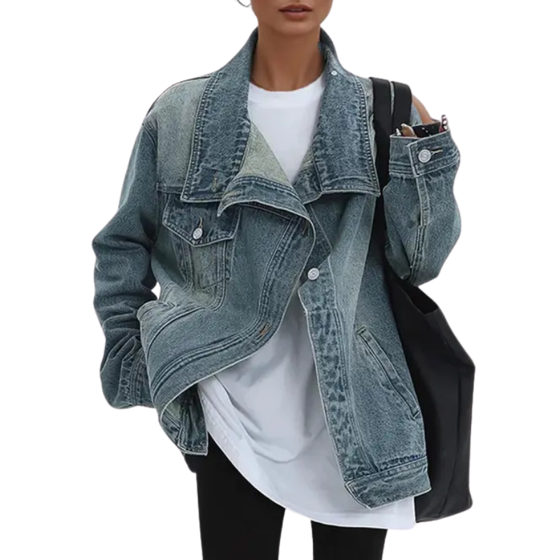Jackie™ Vintage Washed High Neck Asymmetric Jacket 1
