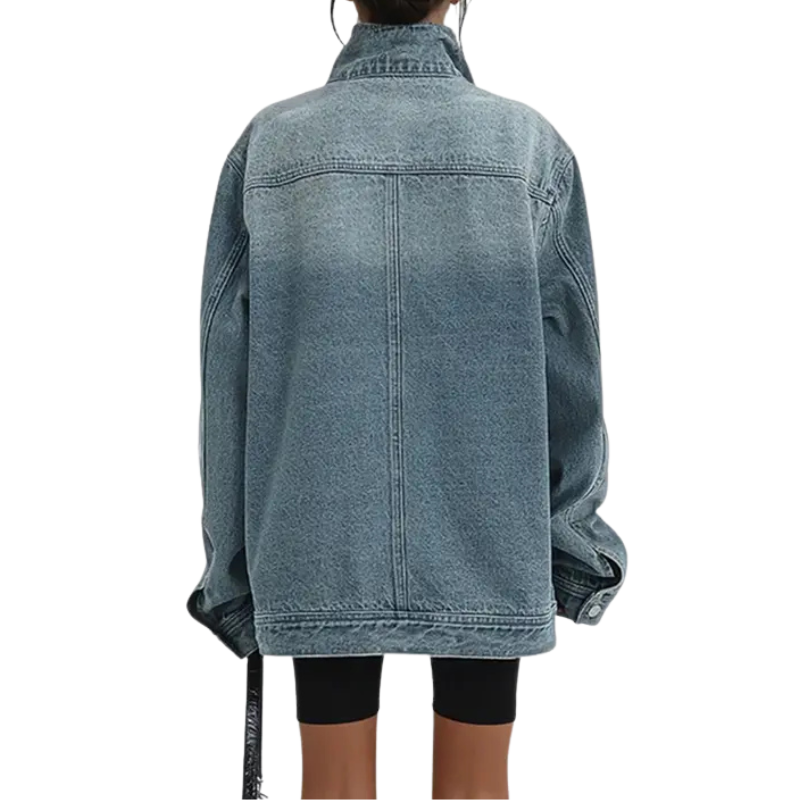 Jackie™ Vintage Washed High Neck Asymmetric Jacket 3