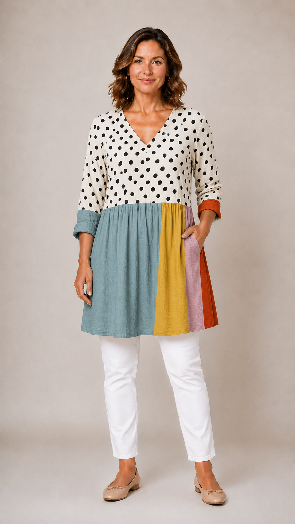 Jacqueline | Long Blouse with V-Neck 1