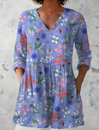 Josie | Long Blouse with V-Neck 0