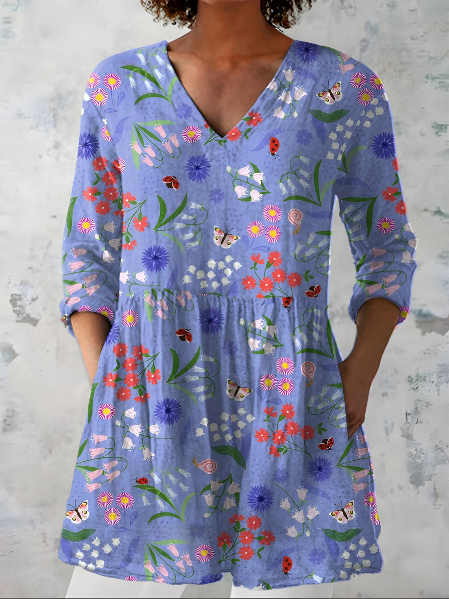 Josie | Long Blouse with V-Neck 0