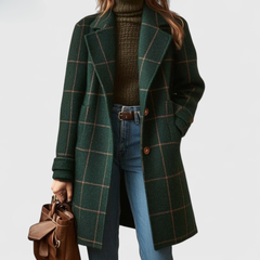 Kora™ Long Tweed Plaid Coat 0
