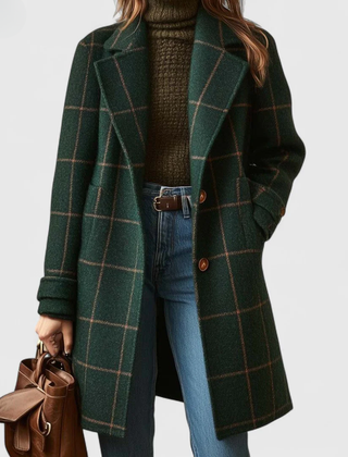 Kora™ Long Tweed Plaid Coat 0