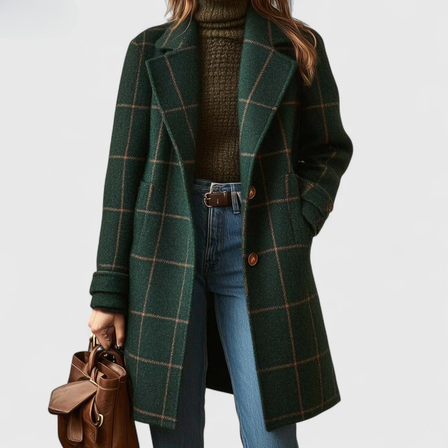 Kora™ Long Tweed Plaid Coat 0