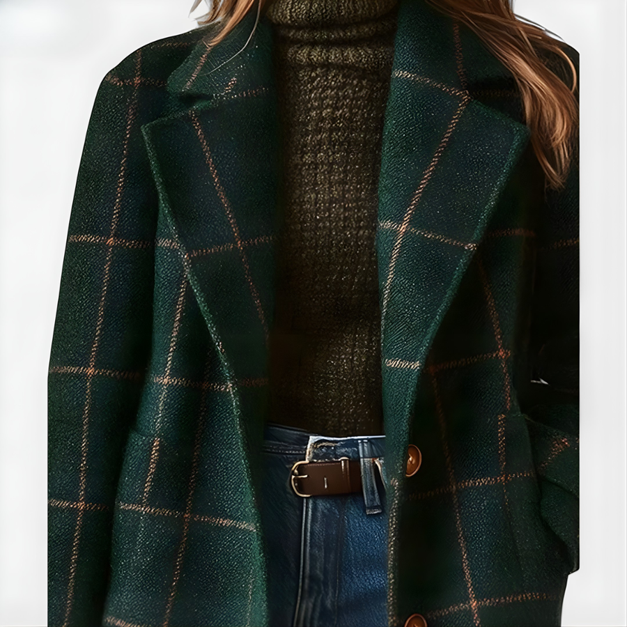 Kora™ Long Tweed Plaid Coat 1