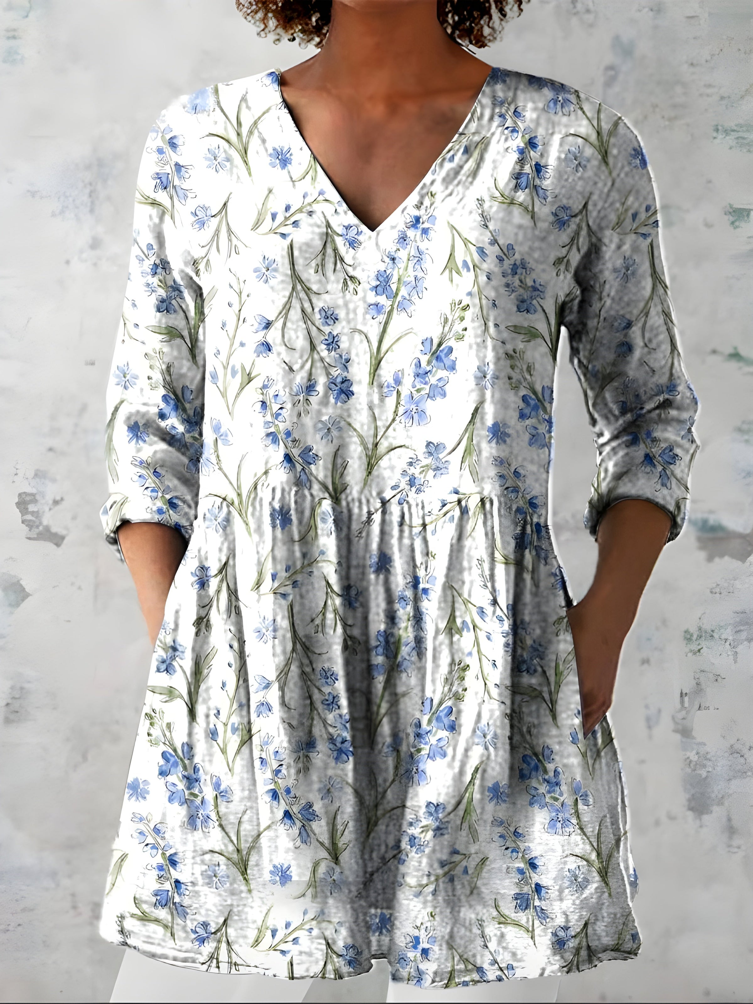 Lenora | Long Blouse with V-Neck 0