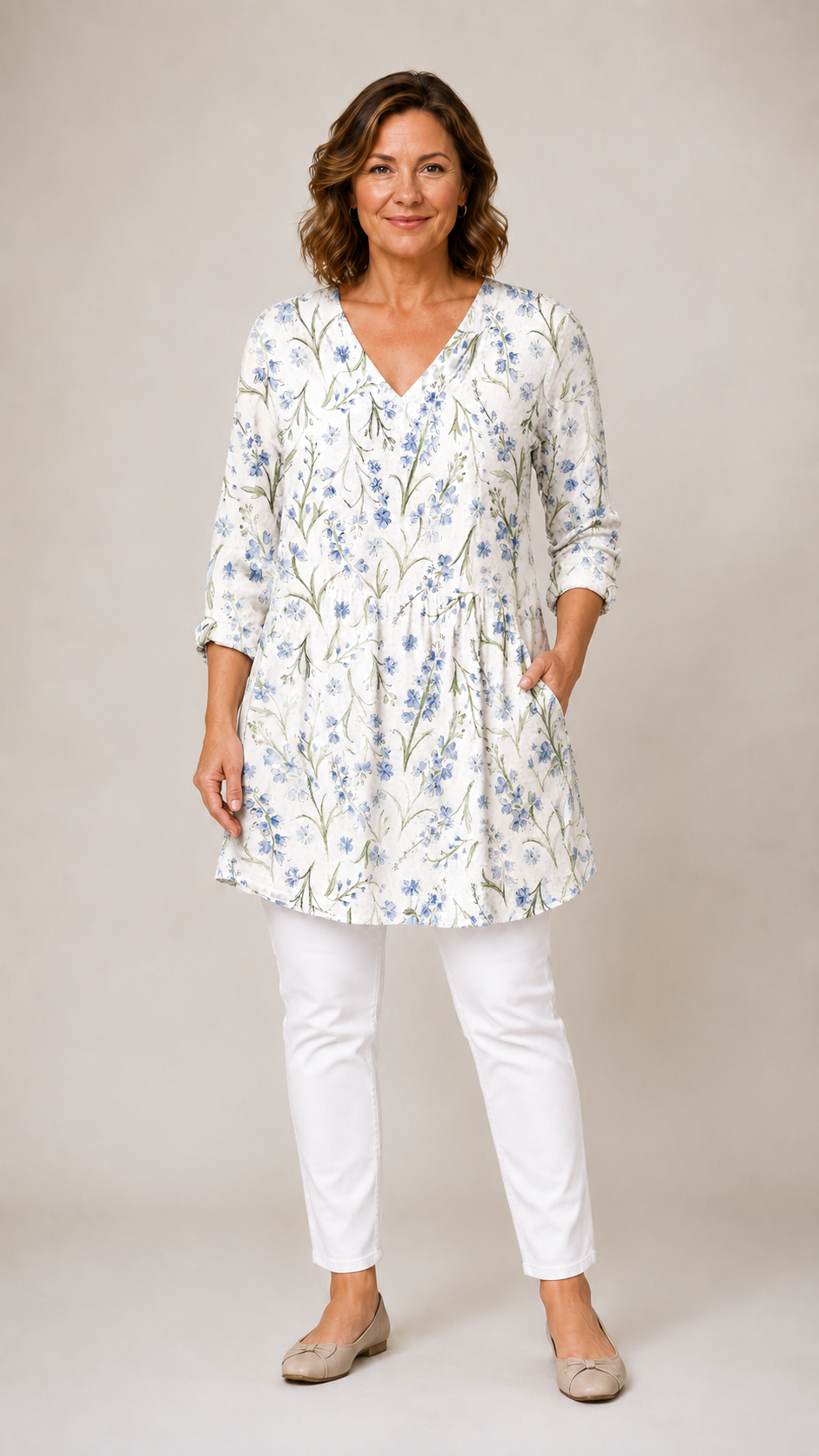 Lenora | Long Blouse with V-Neck 1