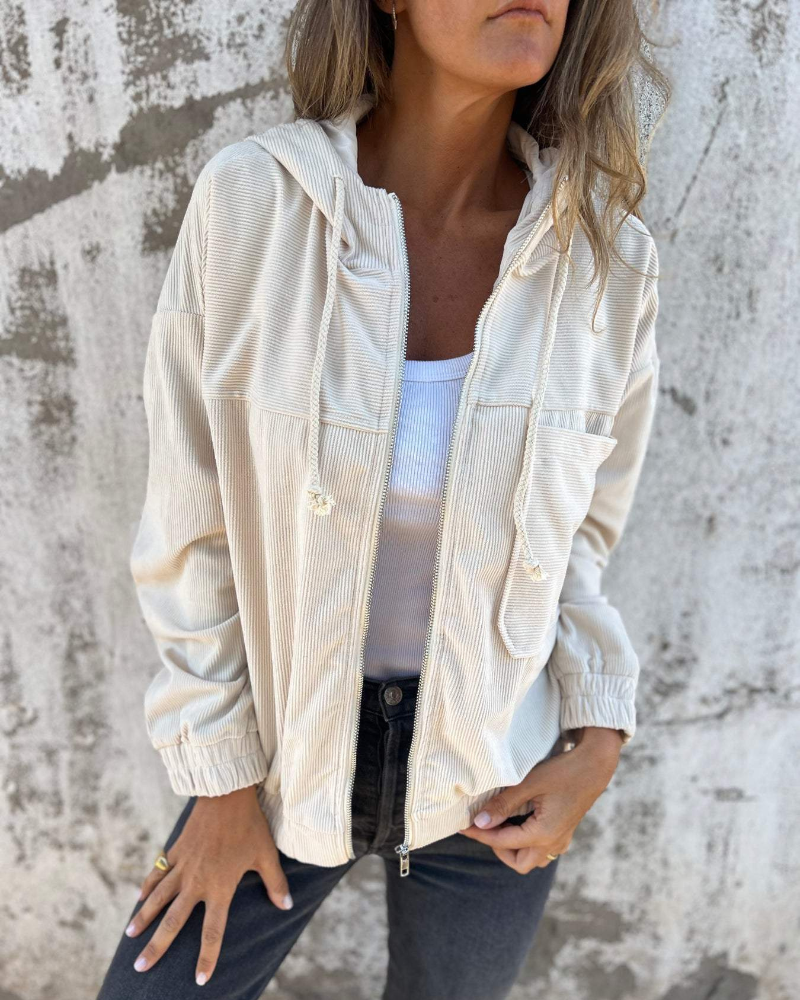 Louise™ Corduroy Hooded Zip Jacket 0