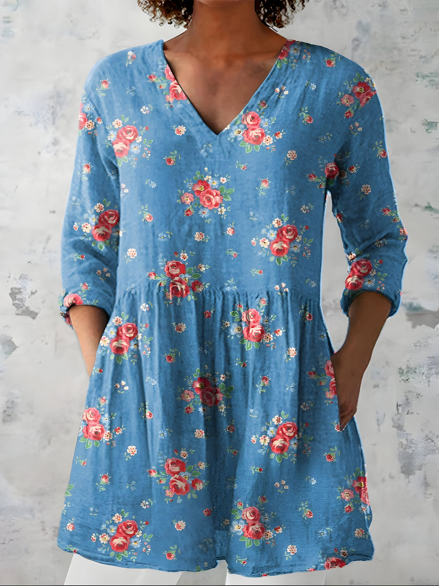 Lucia | Long Blouse with V-Neck 0