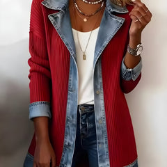 Luna™ Elegant Denim Lapel Combined Coat 3