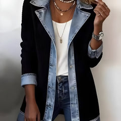 Luna™ Elegant Denim Lapel Combined Coat 4