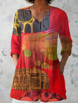Maria | Long Blouse with V-Neck 0