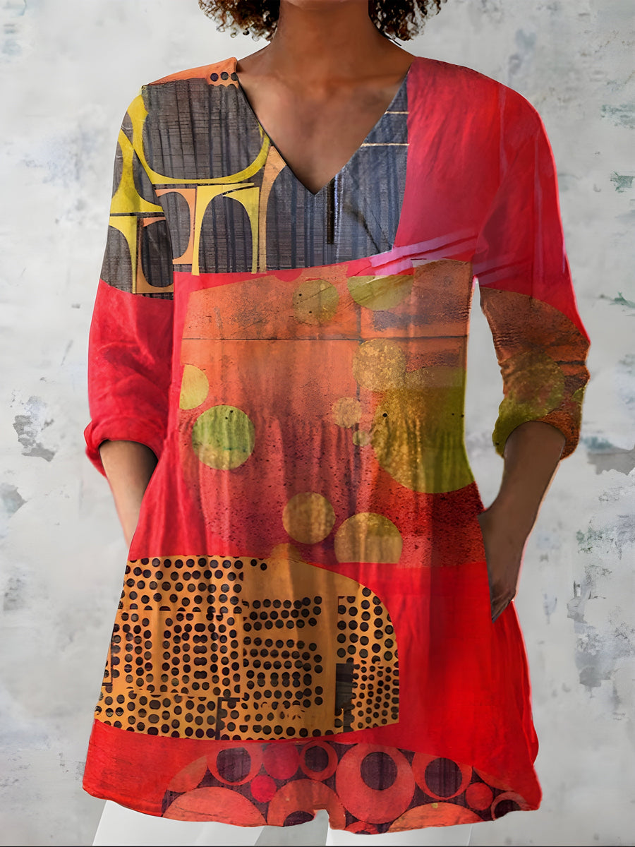 Maria | Long Blouse with V-Neck 0