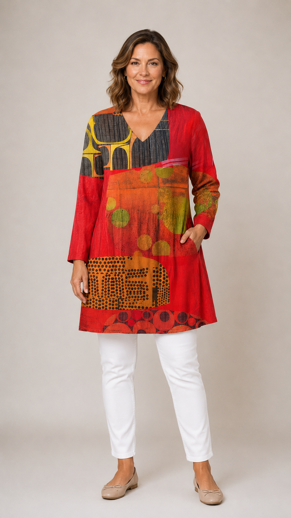 Maria | Long Blouse with V-Neck 1