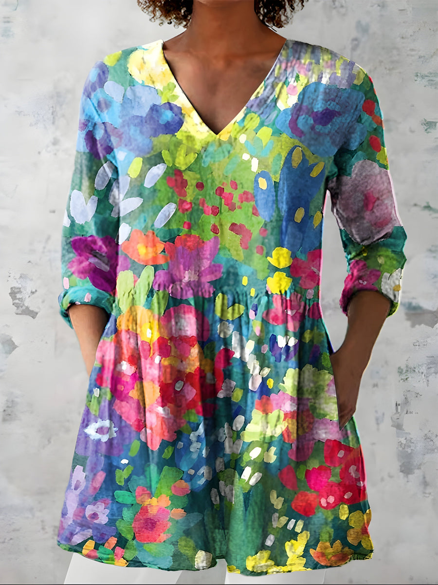 Millie | Long Blouse with V-Neck 0
