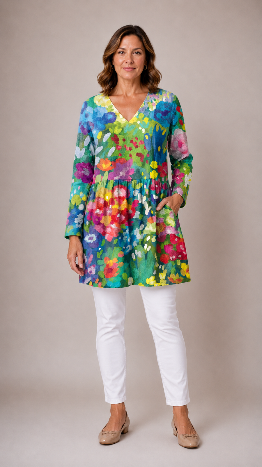 Millie | Long Blouse with V-Neck 1