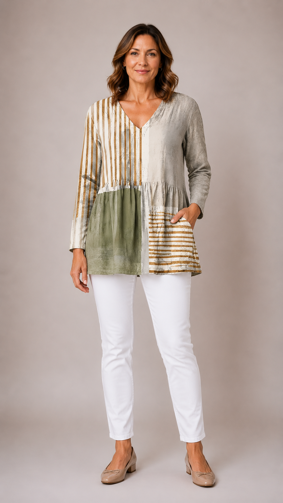 Natalie | Long Blouse with V-Neck 1