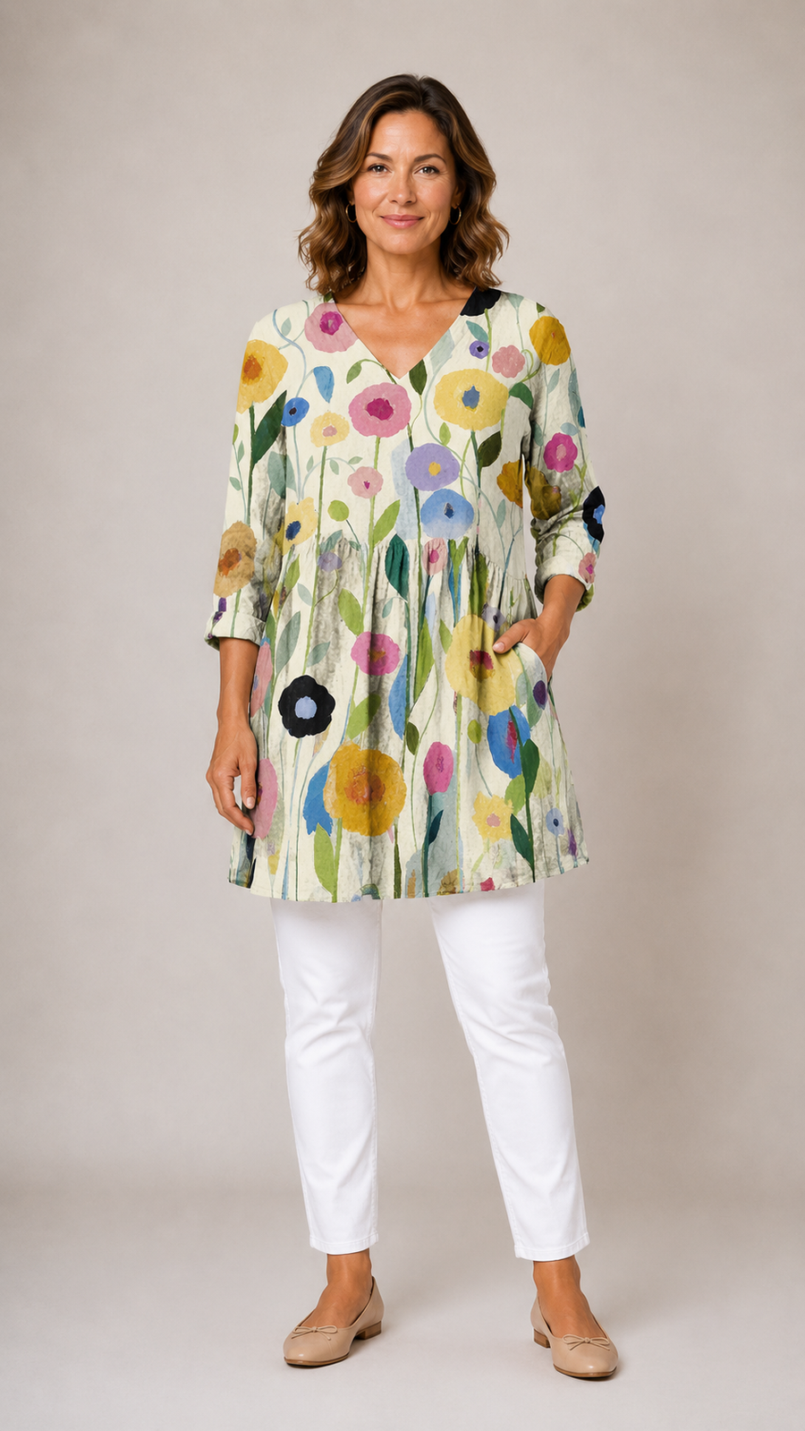 Nellie | Long Blouse with V-Neck 1