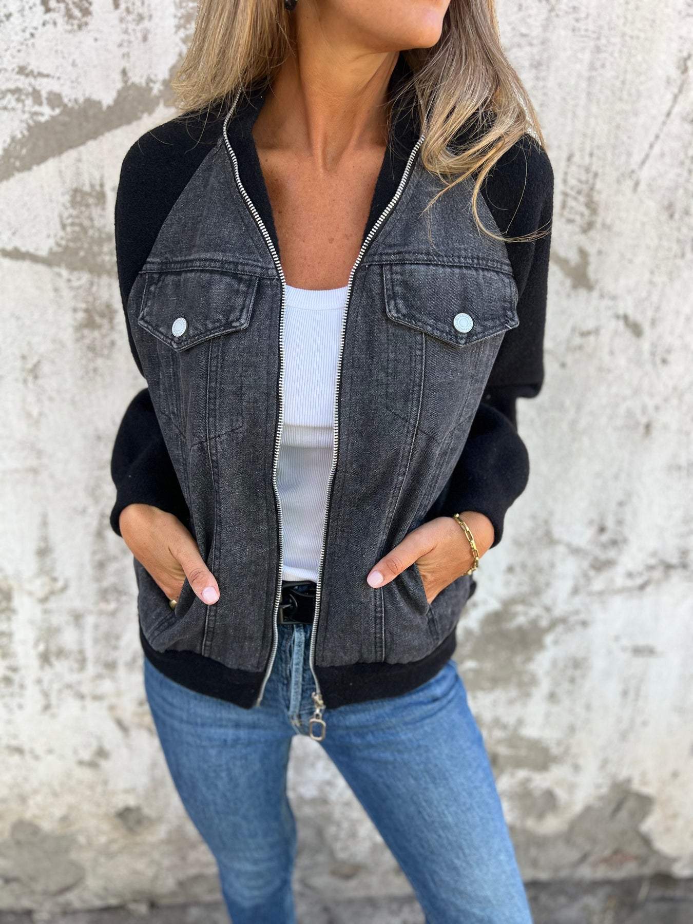 Oliva™ Modern Jacket with Denim Fabric 1