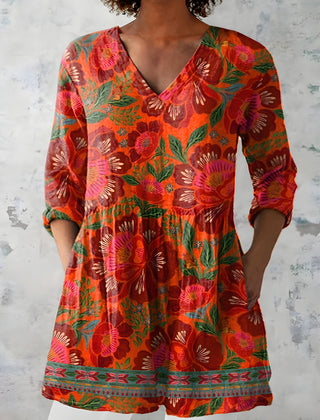 Priscilla | Long Blouse with V-Neck 0