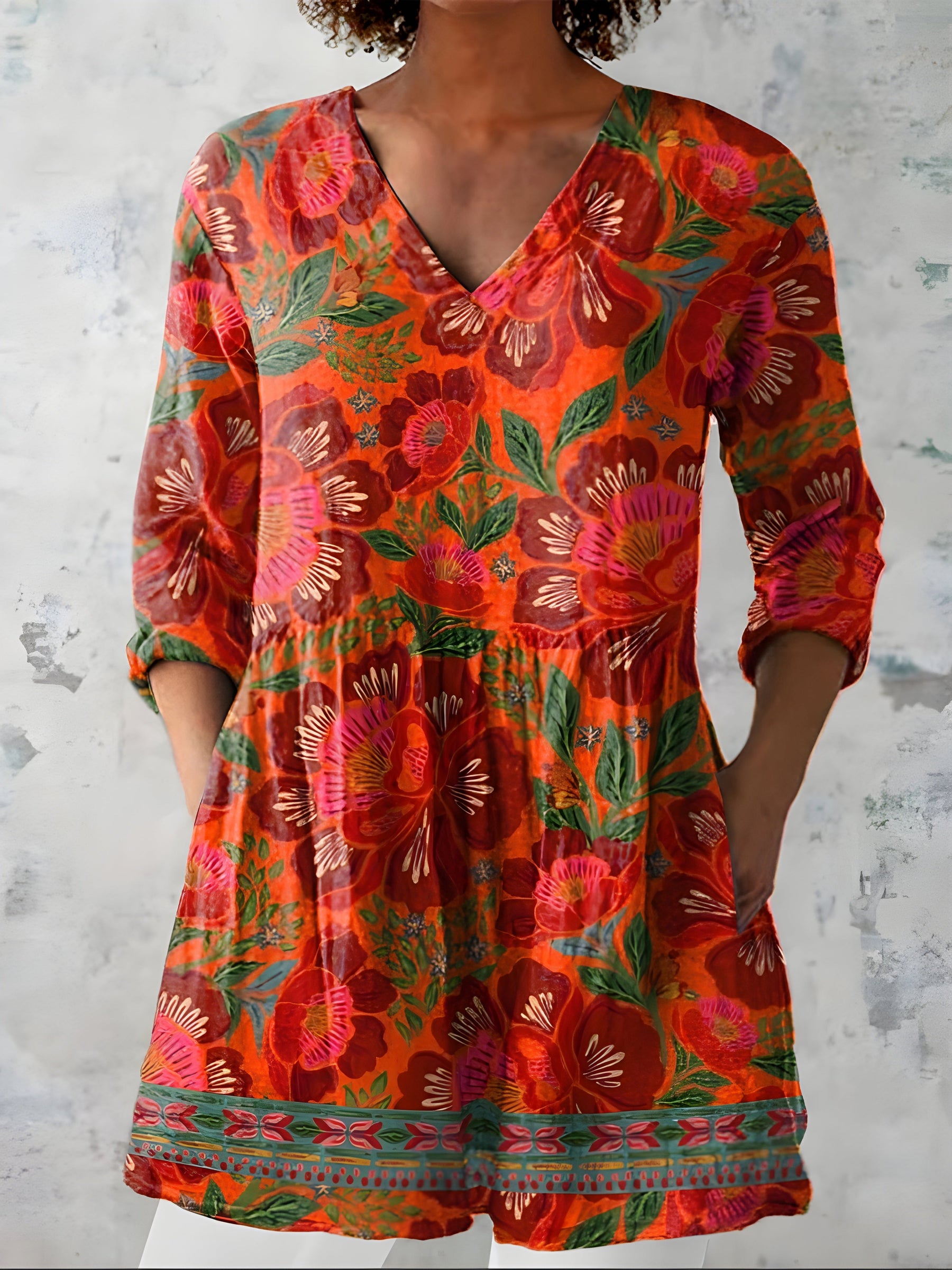 Priscilla | Long Blouse with V-Neck 0