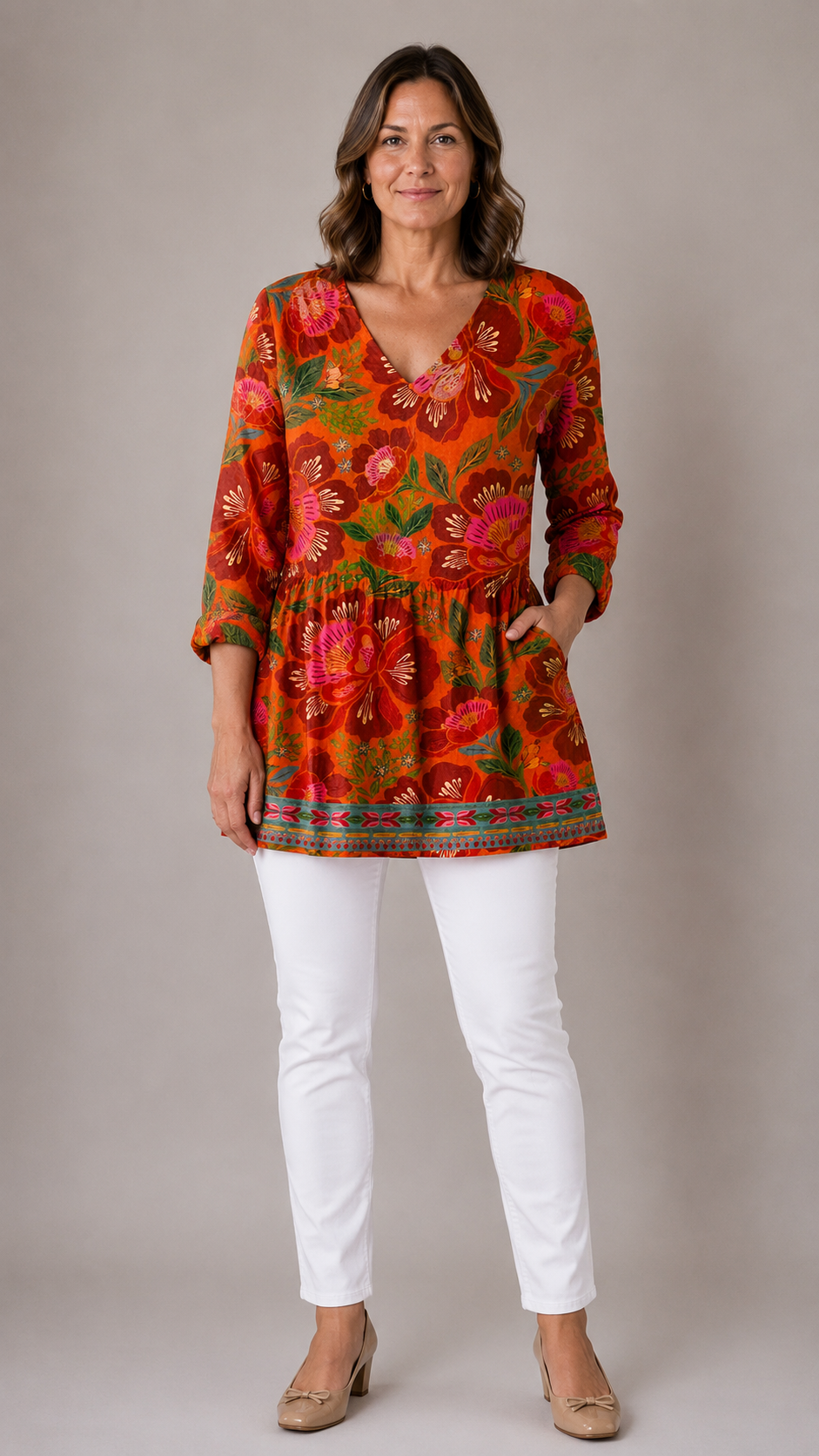 Priscilla | Long Blouse with V-Neck 1