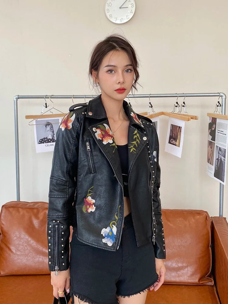 Rose™  Ladies Floral Leather Jacket 0