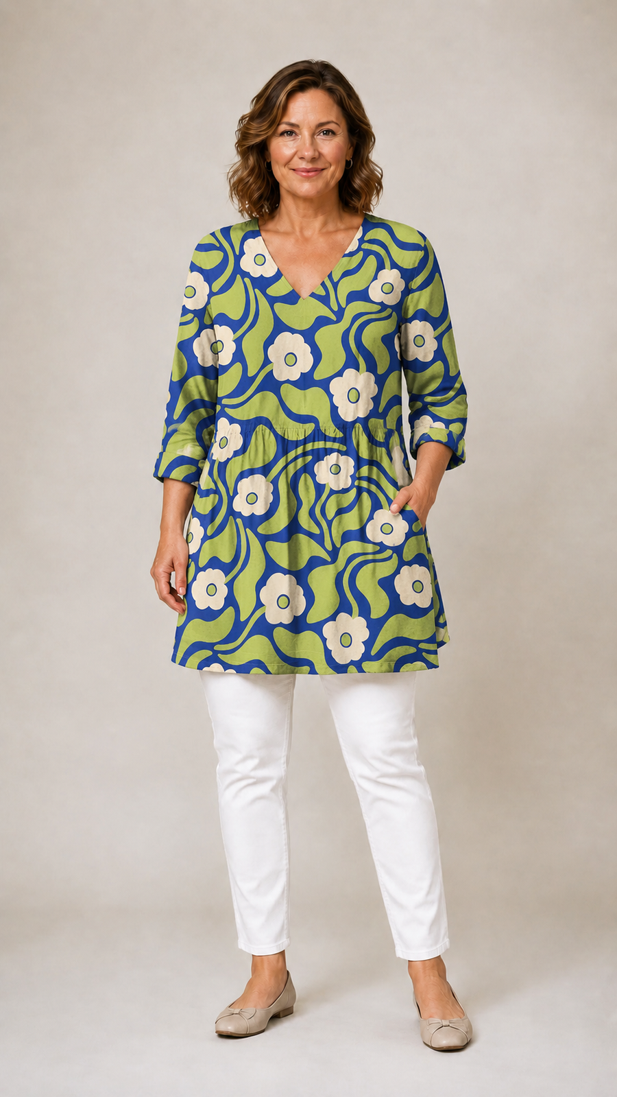 Stephanie | Long Blouse with V-Neck 1